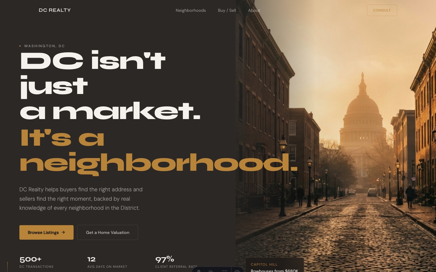 DC Realty — Browsers into seller consultations